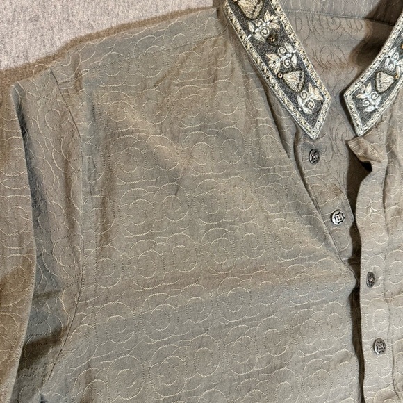 Junaid Jamshed Mens Kameez Large Green Pakistani Indian Kurti Size L Bead Accent - Picture 5 of 8